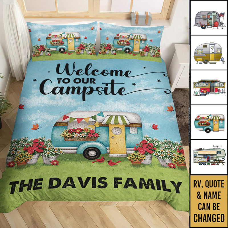 Personalized Happy Campers Camping Bedding Sets TL08092301BS