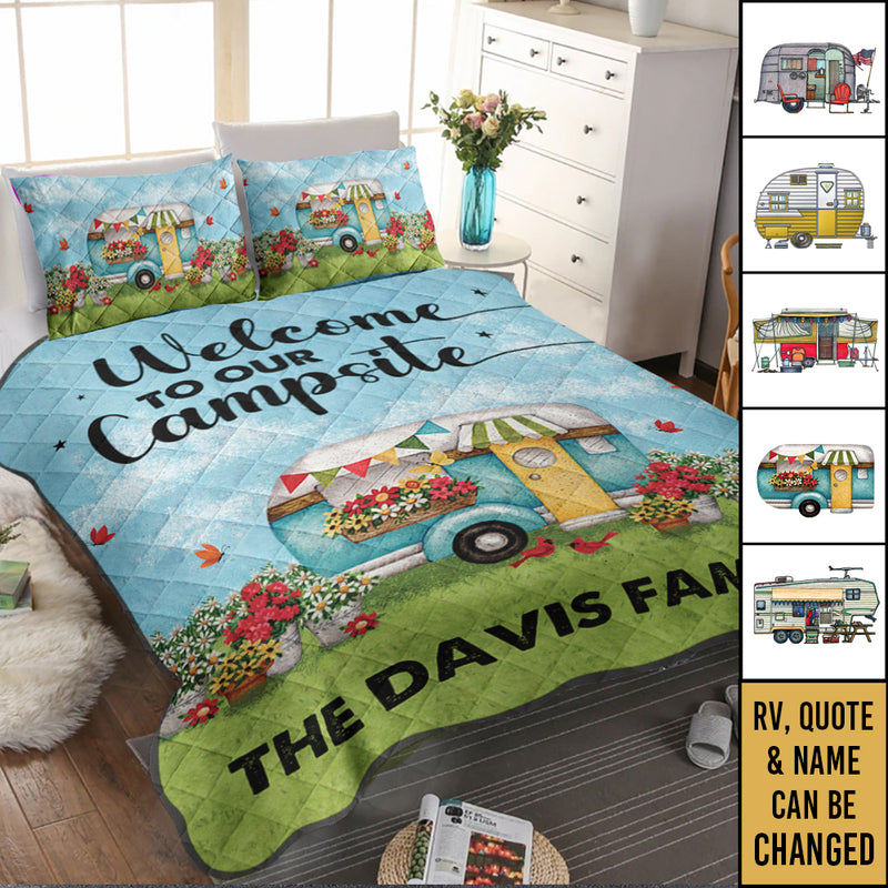 Personalized Happy Campers Camping Quilt Bed Set TL07092301QB