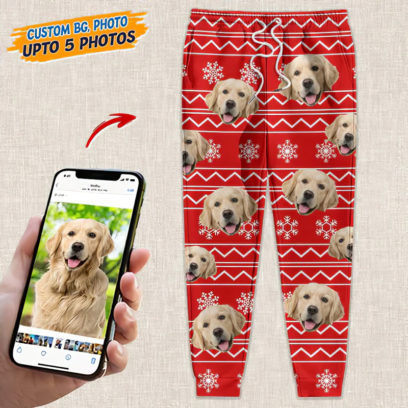 Personalized Custom Photo With Christmas Pattern Dog Men and Women's Sweatpants HN221101SP