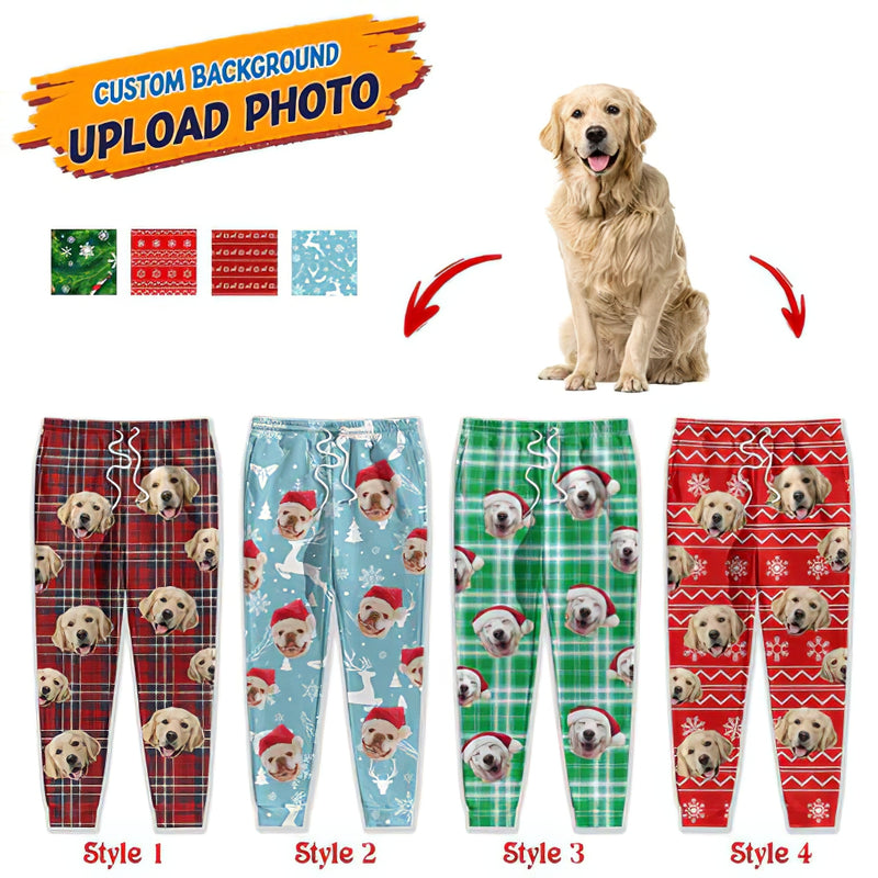Personalized Custom Photo With Christmas Pattern Dog Men and Women's Sweatpants HN221101SP
