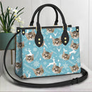 Personalized Custom Photo With Christmas Pattern Cat Leather Bag HM25092302