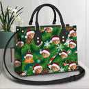 Personalized Custom Photo With Christmas Pattern Cat Leather Bag HM25092302