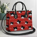 Personalized Custom Photo With Christmas Pattern Cat Leather Bag HM25092302