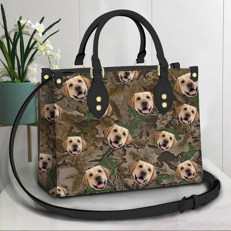 Personalized Custom Pet Photo Camo Background Leather Bag HM25092301