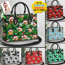 Personalized Custom Photo With Christmas Pattern Cat Leather Bag HM25092302