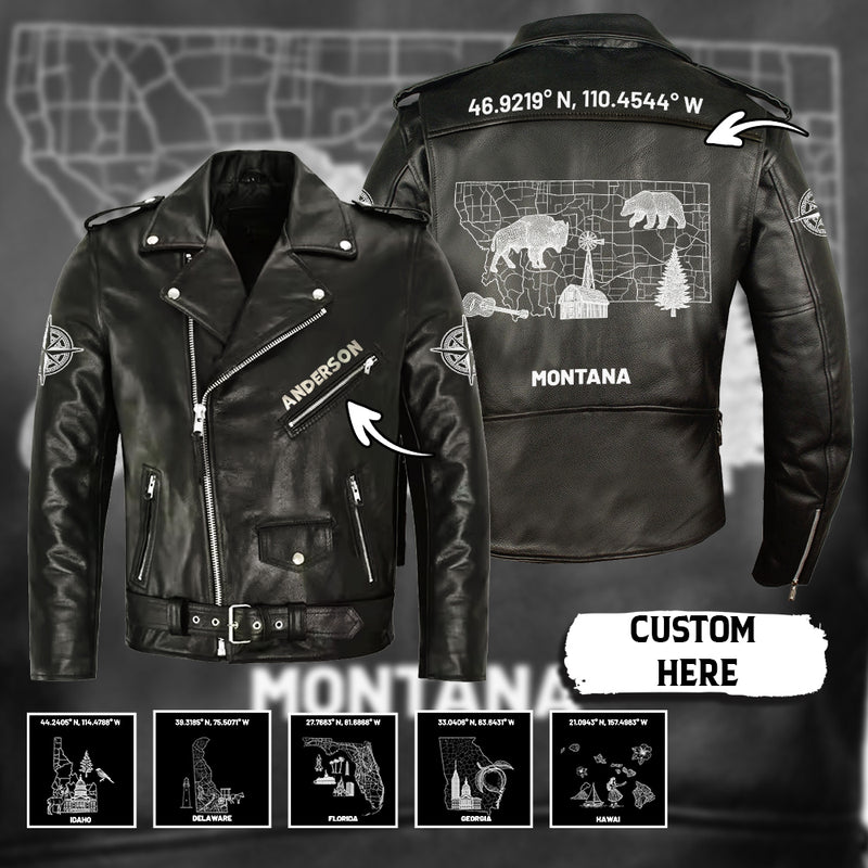 Personalized American State Custom Leather Jacket SN10072501