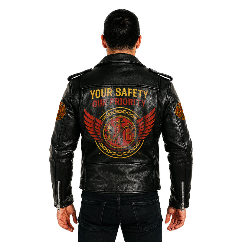 Personalized Firefighter Custom Leather Jacket SN15072501