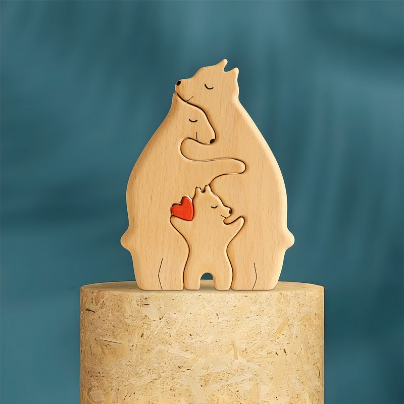 Personalized Handcrafted - Family - Wooden Bears Family - Wooden Carvings 11092301WC