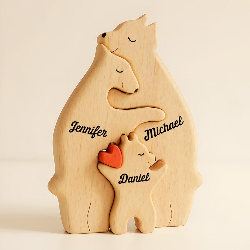 Personalized Handcrafted - Family - Wooden Bears Family - Wooden Carvings 11092301WC