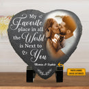 Couple Personalized Custom Photo Heart Shaped Stone With Stand HM040424