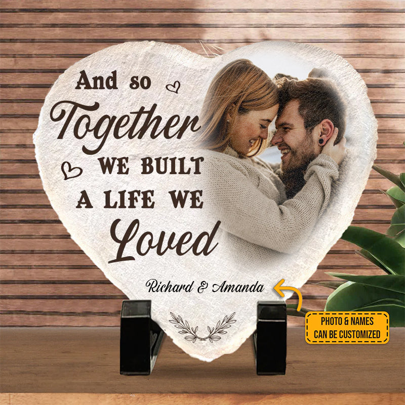 Couple Personalized Custom Photo Heart Shaped Stone With Stand HM040424