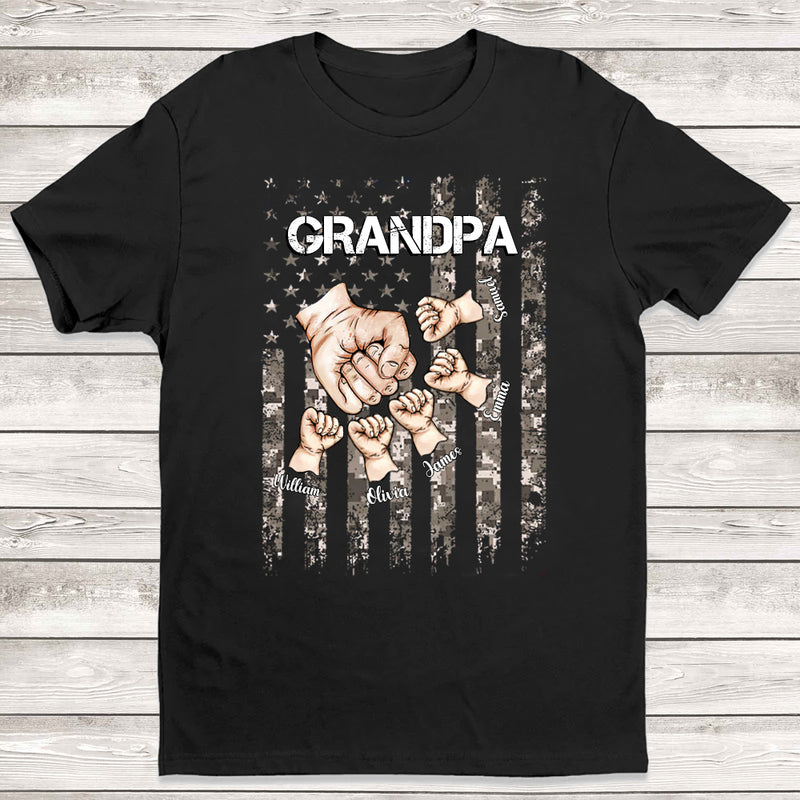 Personalized Awesome Grandpa Hands Fist Bump Flag Shirt HM020424