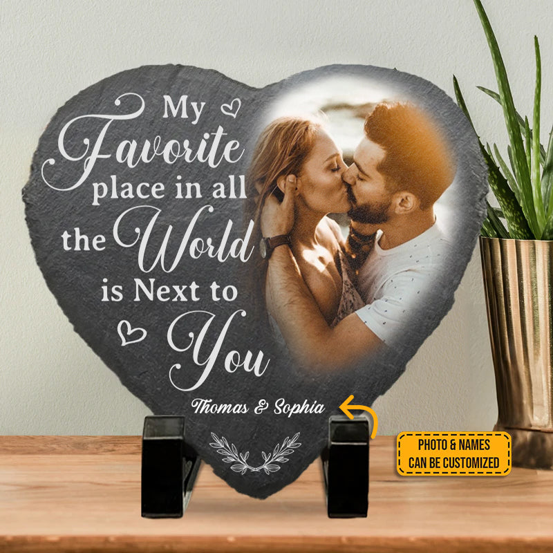 Couple Personalized Custom Photo Heart Shaped Stone With Stand HM040424