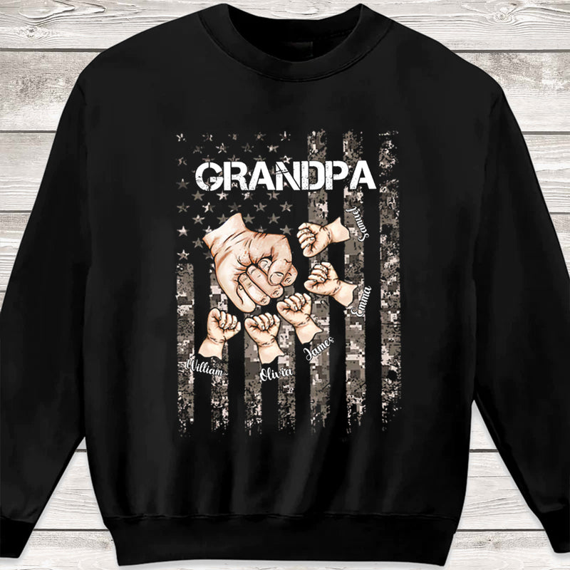 Personalized Awesome Grandpa Hands Fist Bump Flag Shirt HM020424