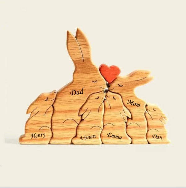 Personalized Rabbit Family Wooden Art Puzzle - Gift For Family TL12092301WC