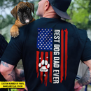 Best Dog Dad Ever Paw American Flag Back Dog T-Shirt TL160901TS