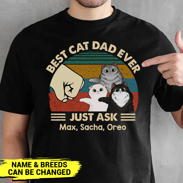 Personalized Best Cat Dad Ever - Gift for Dad Shirt TL221202TS