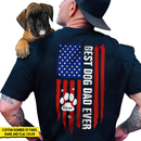 Best Dog Dad Ever Paw American Flag Back Dog T-Shirt TL160901TS