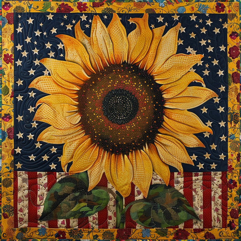 Patriotic Sunflower TAI080324046 Quilt Blanket