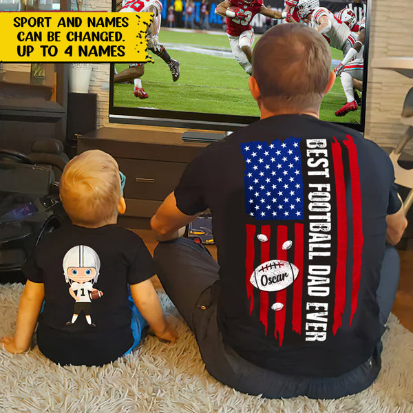 Best Football Dad Ever American Flag Football T-Shirt TL160902TS