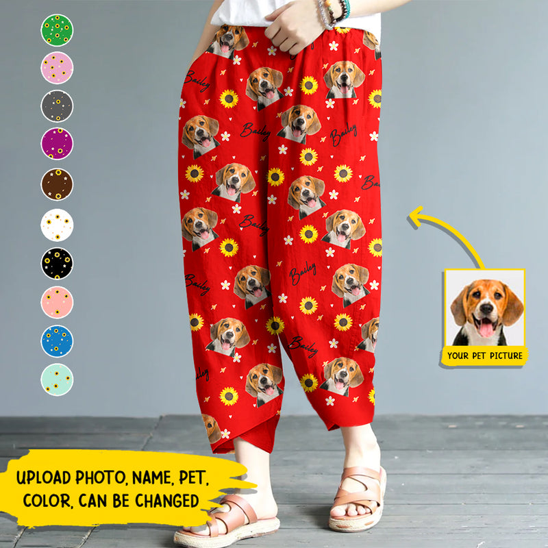 Personalized Custom Photo Dog Cat Casual Women Lounge Elastic Waist Pants HM281001EP