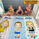Personalized Family Chibi Summer Vacation Beach Towel HN181001BT