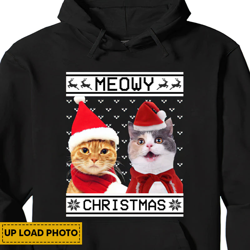 Personalized Upload Photo Cat Meowy Christmas T-Shirt TL170902TS