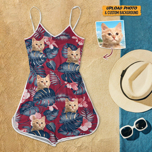 Personalized Custom Cat Photo Sleeveless Romper HM15032301SR