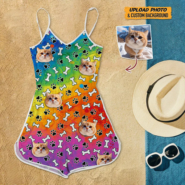 Personalized Custom Dog Cat Photo Sleeveless Romper HM22032301SR