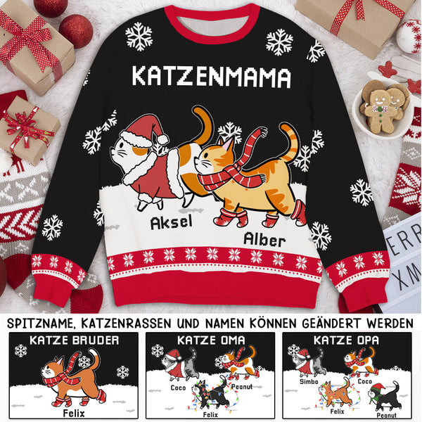 Personalisierte Katze Papa/Mama Winter Weihnachten Sweatshirt HM190901GE