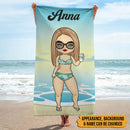 Personalized Family Chibi Summer Vacation Beach Towel HN181001BT