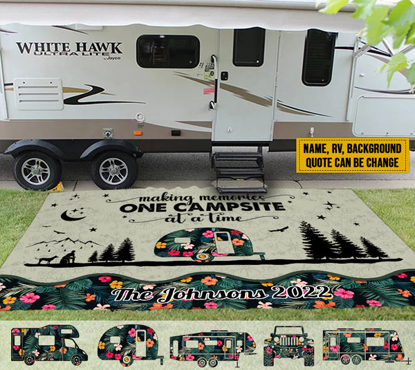 Personalized Happy Campers Camping Patio Rug TL130901RG