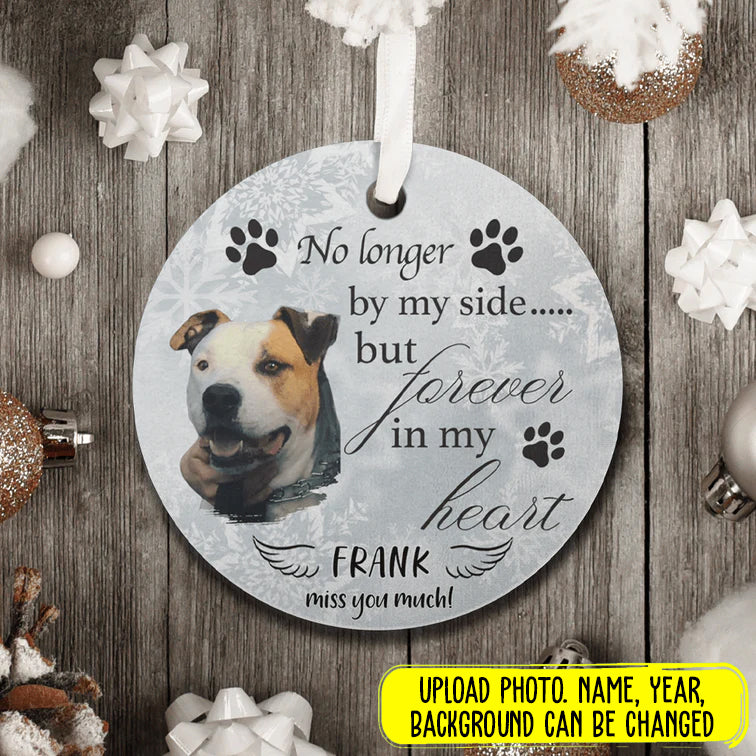 Personalized No Longer By Our Side But Forever In Our Hearts Dog Christmas Ceramic Ornament TL011001OW