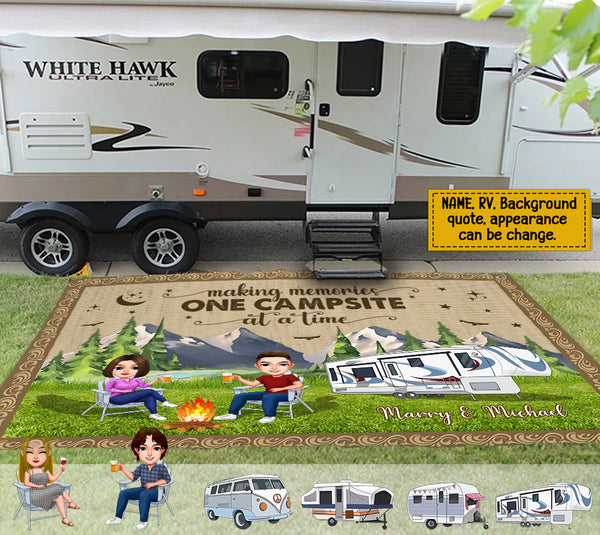 Personalized Happy Campers Camping Patio Rug TL150901RG