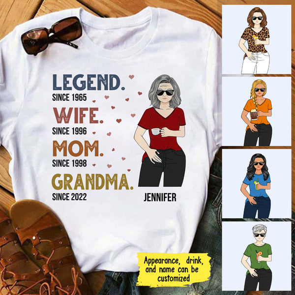 Personalized Legend Wife Mom Grandma T-shirt MT270403JUS