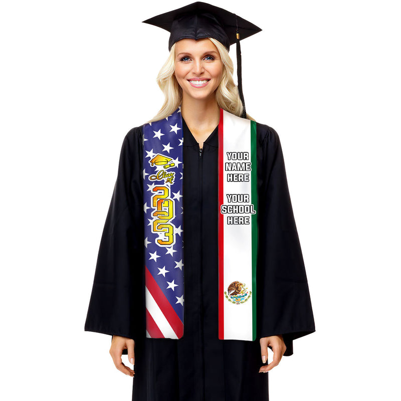 Personalized Country Flag Class of 2023 Stoles Sash Graduation Gift HM