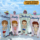 Personalized Family Chibi Summer Vacation Beach Towel HN181001BT