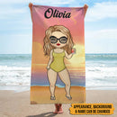 Personalized Family Chibi Summer Vacation Beach Towel HN181001BT