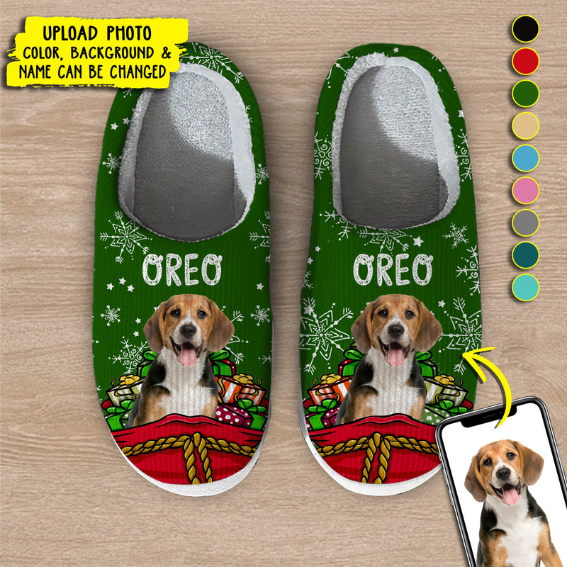 Personalized Dog Christmas Plush Slippers TL291001S