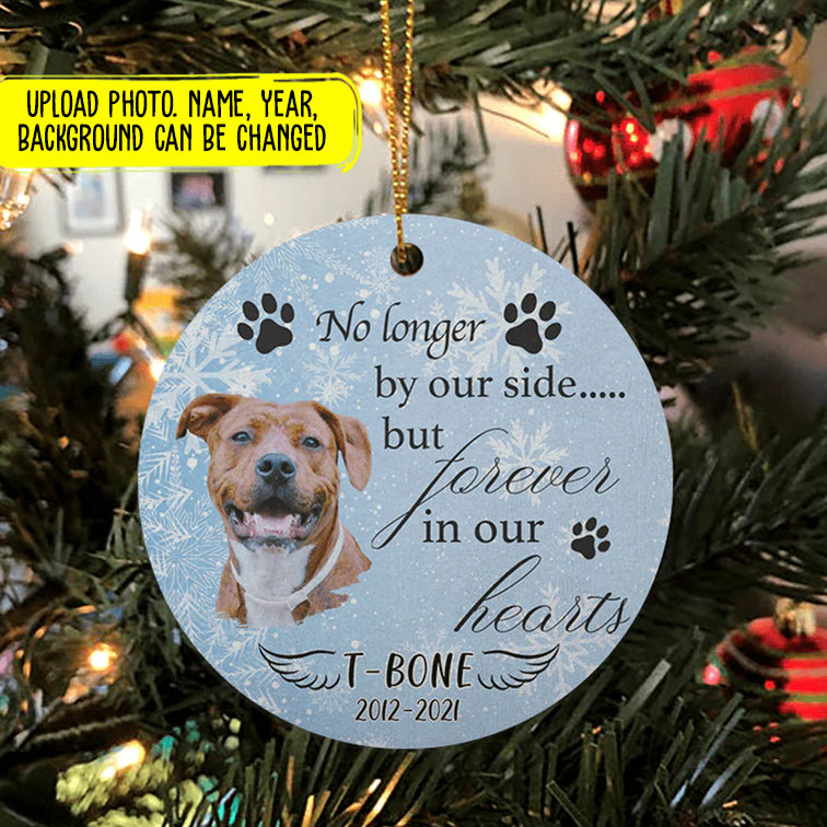 Personalized No Longer By Our Side But Forever In Our Hearts Dog Christmas Ceramic Ornament TL011001OW