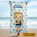 Personalized Family Chibi Summer Vacation Beach Towel HN181001BT