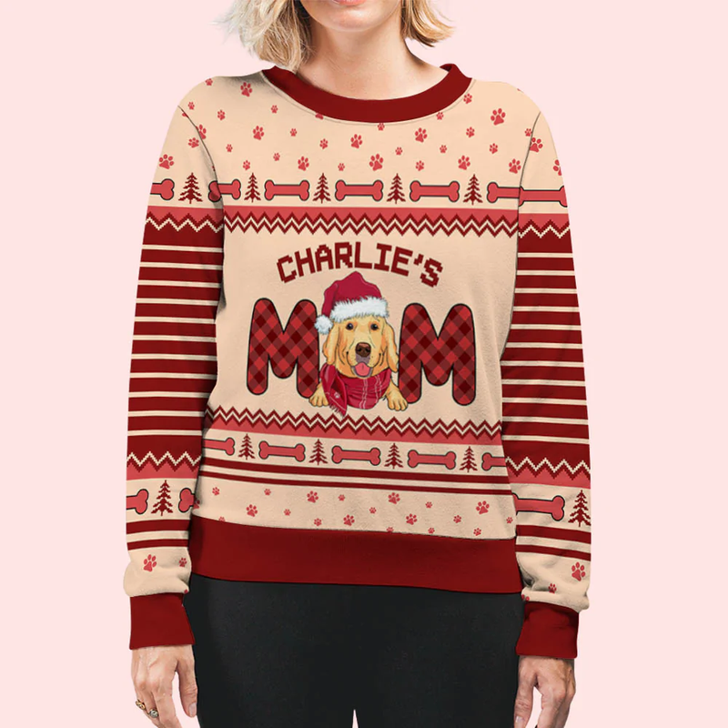 Personalized  Custom All-Over-Print Christmas Best Dog Mom Sweatshirt TL261101SS