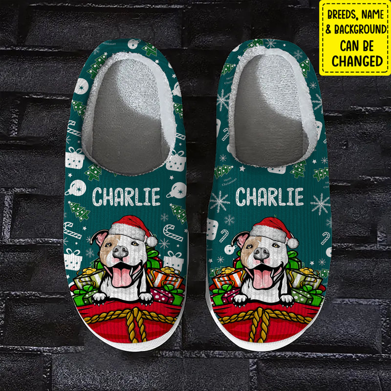 Personalized Dog Christmas Plush Slippers TL291001S