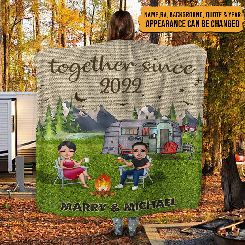 Personalized Together We Build A Life We Loved Camping Sherpa Fleece Blanket TL031001BF