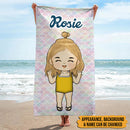 Personalized Family Chibi Summer Vacation Beach Towel HN181001BT