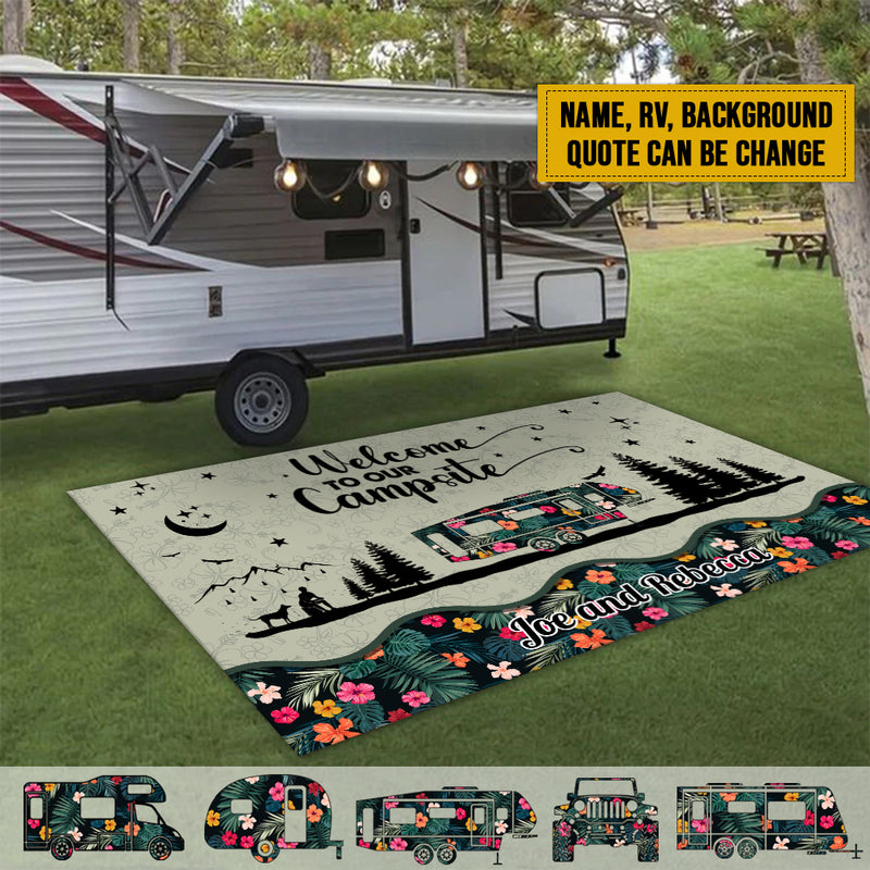 Personalized Happy Campers Camping Patio Mat TL130901RG