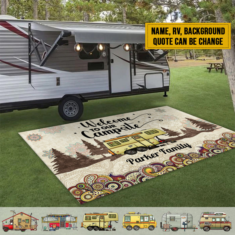 Personalized Welcome To Our Campsite Camping Patio Mat TL130902RG