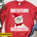 Personalized Upload Photo Cat Meowy Christmas T-Shirt TL170902TS