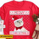 Personalized Upload Photo Cat Meowy Christmas T-Shirt TL170902TS