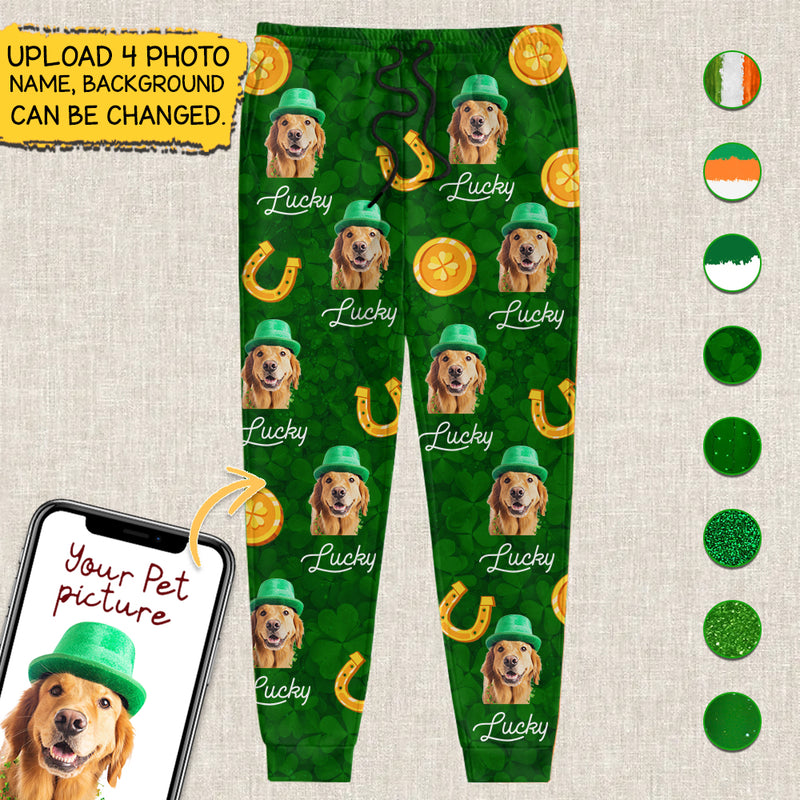 Personalized Custom Photo Dog Cat St Patrick's Day Sweatpants TL11012302SP